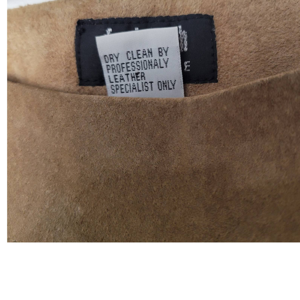 Vintage For Joseph Tan Suede Leather Lined Mid Rise Top Stitching Pants Size 27 - Picture 5 of 6
